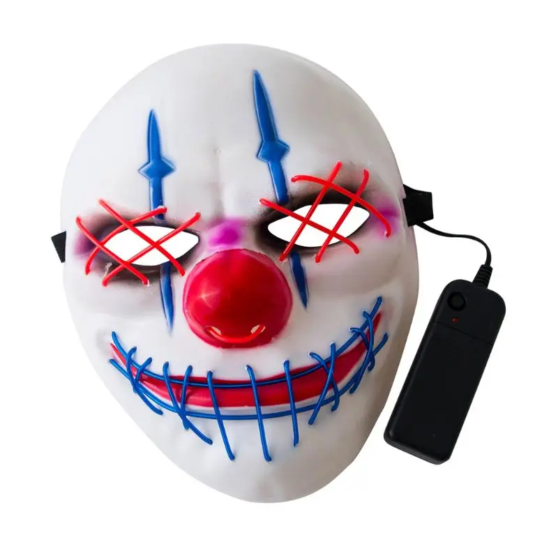 Хэллоуин большой рот клоун светящаяся маска светодиодный элемент с холодным светом жуткий, пугающий одеваются на Хэллоуин, маскарад