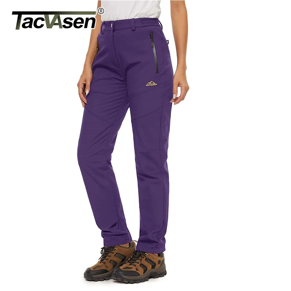 TACVASEN Women's Softshell Fleece Lining Pants Hiking Trekking Mountain