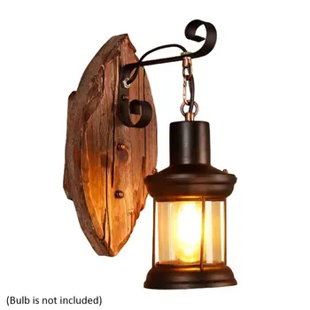 

Home Decor For Bedroom Wall Lamp Wood Sconce Retro Industrial Hotel Corridor LED Light Dining Room Cafe Loft Iron Restaurant