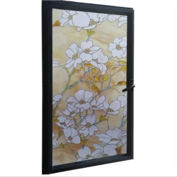 

Magnolia Pattern Window FIlm Static Cling Autumn Privacy Protection Opaque UV-Proof Heat Control Tint Film For Home Office Lobby