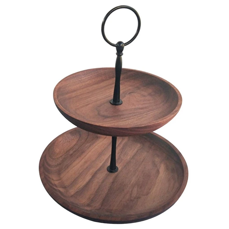

2 Tier Wooden Dessert Cake Plate Fruit Storage Tray Wood Kithen Organizer Wood Cake Display Serving Dish Wedding Chrismas Food C