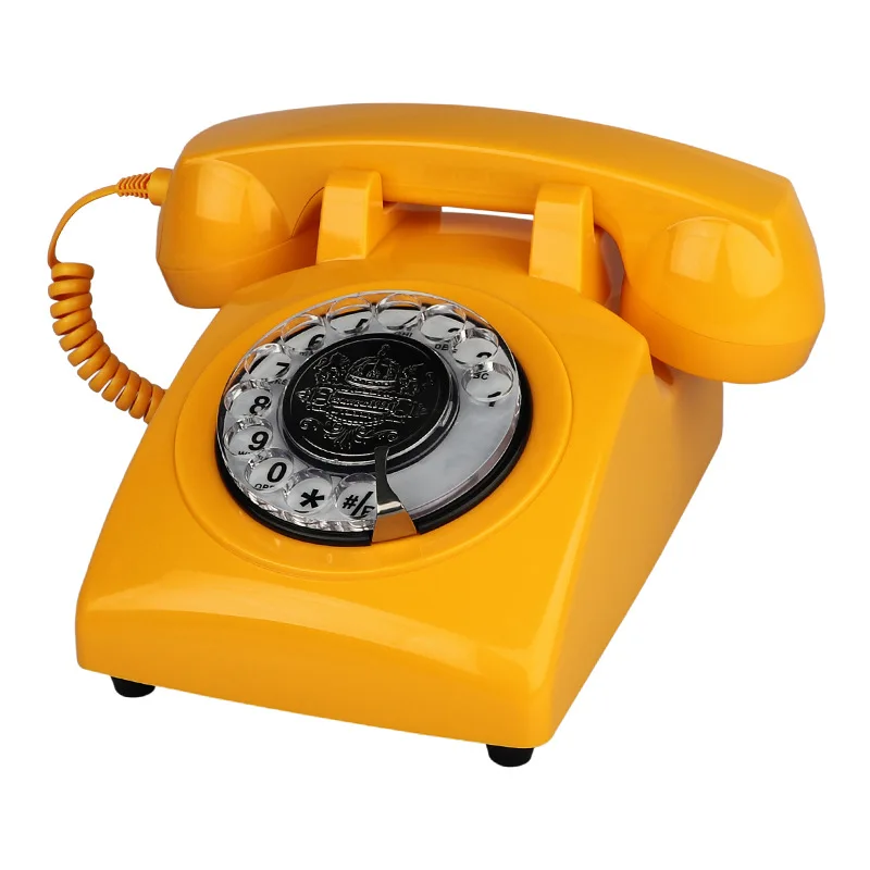

Corded Telephone Rotary Dial Home Telephone Orange Antique Old Fashion Home Phone Classic Vintage Telephones Best home Gift