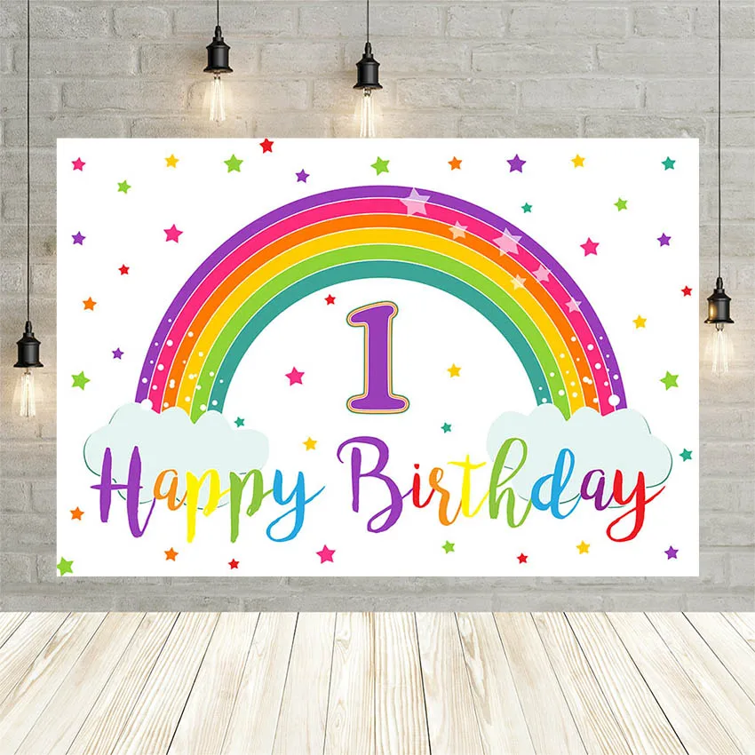 

Mehofond Rainbow Backdrop Colorful Stars Newborn Baby 1st Birthday Party Photography Background Photo Studio Photophone Banner
