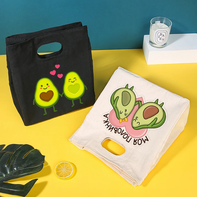 

Cute Avocado Print Fresh Cooler Lunch Bags Portable Thermal Bento Box Bag Tote for Women Kids School Picnic Food Storage Handbag