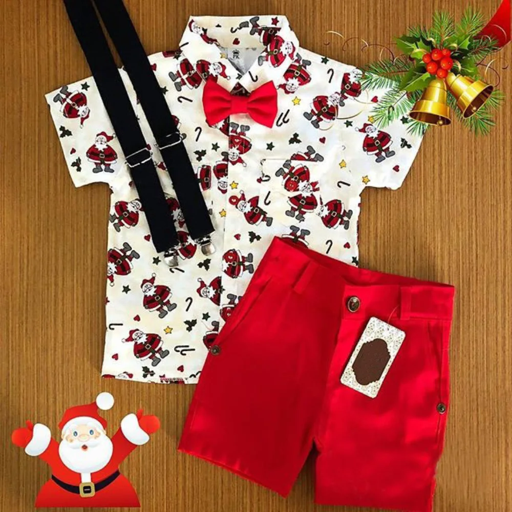 Брендовый Костюм Джентльмена с цветочным принтом для маленьких мальчиков рубашка с галстуком-бабочкой и короткими рукавами для малышей Топы+ красные шорты летний комплект детской одежды, От 1 до 6 лет