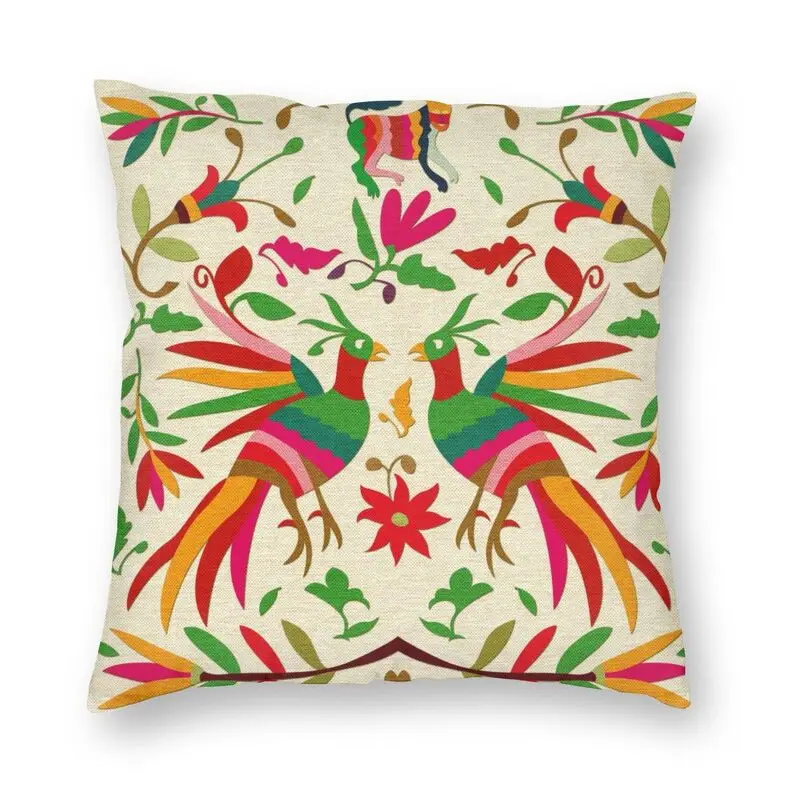 Otomi Birds Mexican Flowers Embroidery Throw Pillow for Living Room Folk Floral Texture Nordic Cushion Cover Velvet Pillowcase | Дом и сад