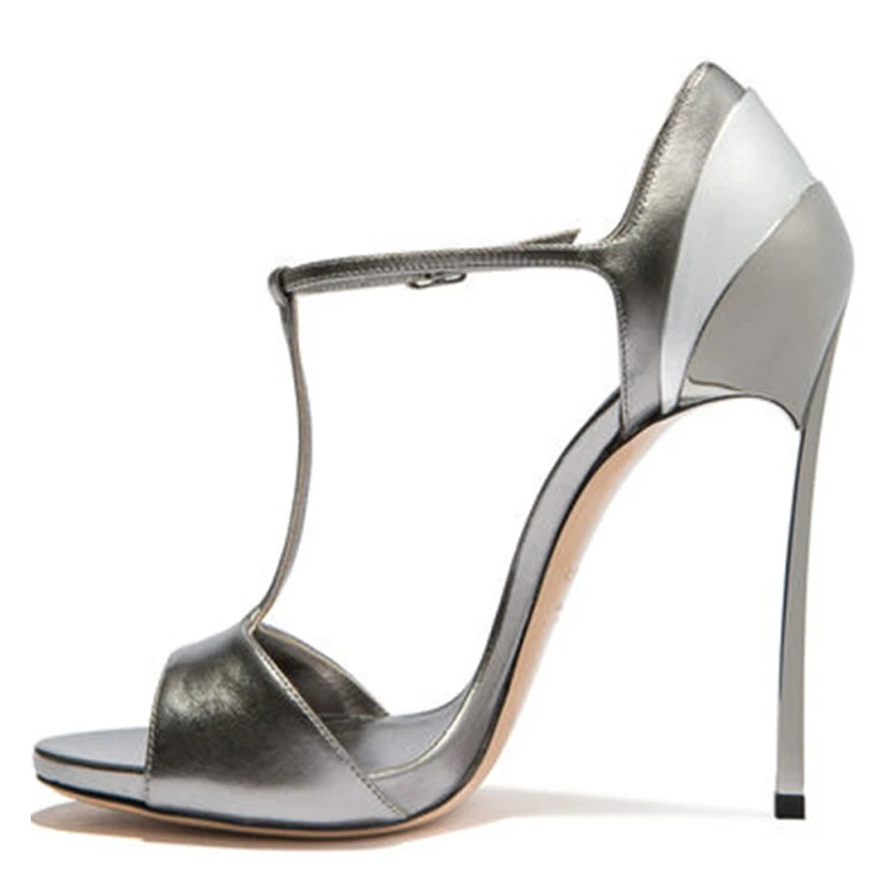 

YECHNE Women Open Toe Silvery Heels Sandals Plus Size 33 43 Gladiator Bridal Shoes Party Sexy Heel Height Wedding Sandals