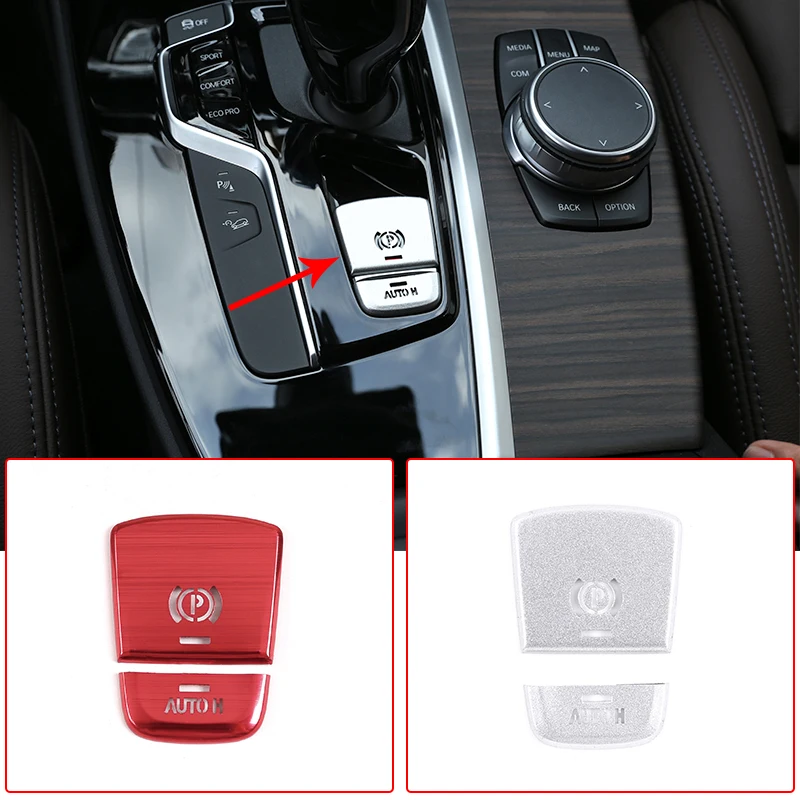

Aluminum Alloy Car Electronic Handbrake P AUTO H Button Decoration Cover Trim For BMW 5 Series G38 G30 X3 X4 G01G02 2018-2019