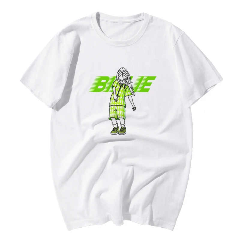 Billie Eilish, футболка с коротким рукавом, приталенная хлопковая футболка, модная мужская и женская футболка, негабаритная одежда с круглым вырезом