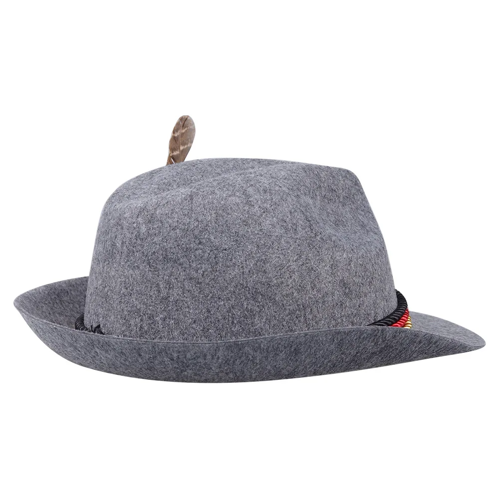 Твердые Fedoras серые ленты шляпы Октоберфест немецкий баварское пиво фестиваль шапки для мужчин женщин аксессуары для карнавала