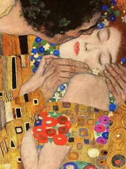 

Paint by Numbers DIY Acrylic Painting Kit for Kids Adults with 3 Brushes & Bright Colors - The kiss by Gustav Klimt customizable