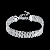 925 Sterling Silver Lucky Bracelets Cuff Fashion Soft Watchband Chain Bangle Women ladies girls Jewelry gift Silber Pulseiras ► Photo 2/6