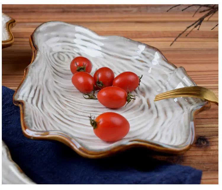 Японская Форма раковины столовая тарелка Салатница поднос домашний декор посуда неправильная керамическая еда тарелки для фруктов Прямая