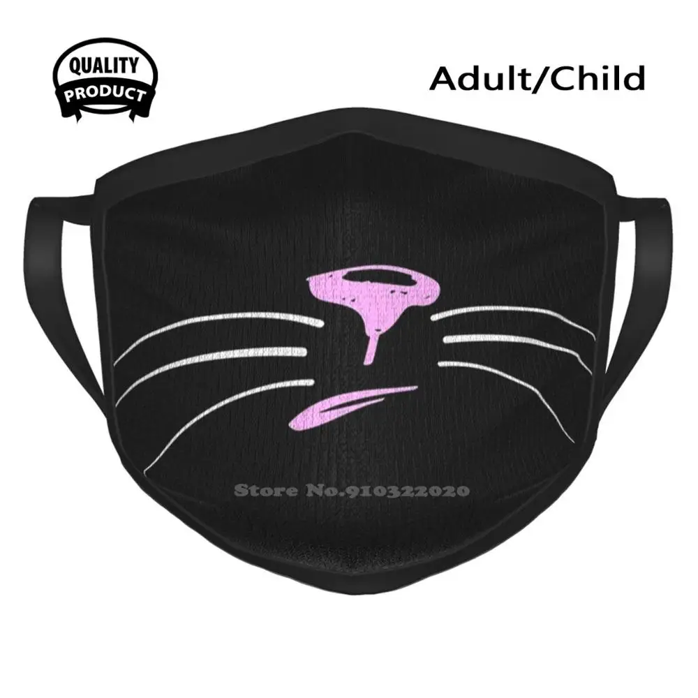 

Black Cat Attitude Face Cotton Breathable Soft Warm Mouth Mask Cat Whiskers Cat Face Whiskers Kitty Feline Pets Tiger Panther