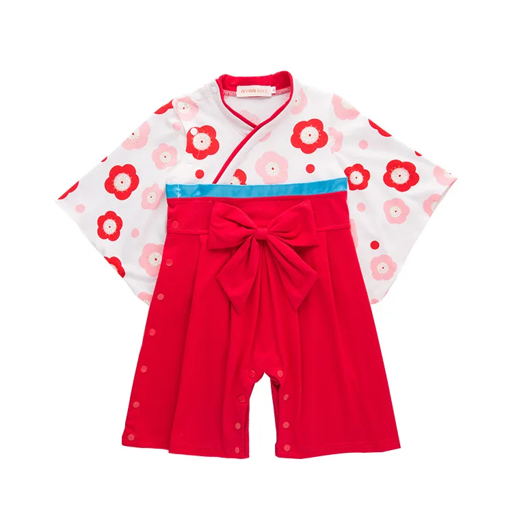 Японское кимоно для подростков; комбинезоны для маленьких мальчиков с цветочным принтом; комбинезоны с длинными рукавами; костюм для младенцев; Одежда для девочек с цветочным принтом; осенняя одежда - Цвет: R30129-4