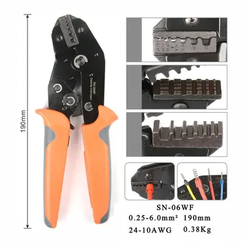 

SN-06WF 0.25-6mm2 Crimping Pliers for End-sleeve Cable Clamp Locking Terminals Crimper Press Orange Hand Tool Crimping Pliers