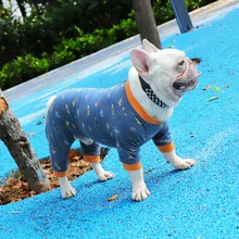 Хлопковый комбинезон с собакой, одежда зимняя собачья Пижама с рисунком пуделя для бишона и шнауцера для Мопсов, французских бульдогов Костюмы комбинезоны Pet Пижама
