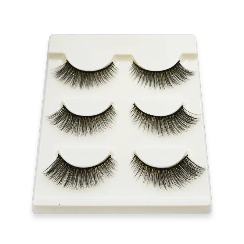 

3D35 soft stems handmade simulation mink eyelashes 12mm natural multilayer thick end of multi-filament hair false eyelashes