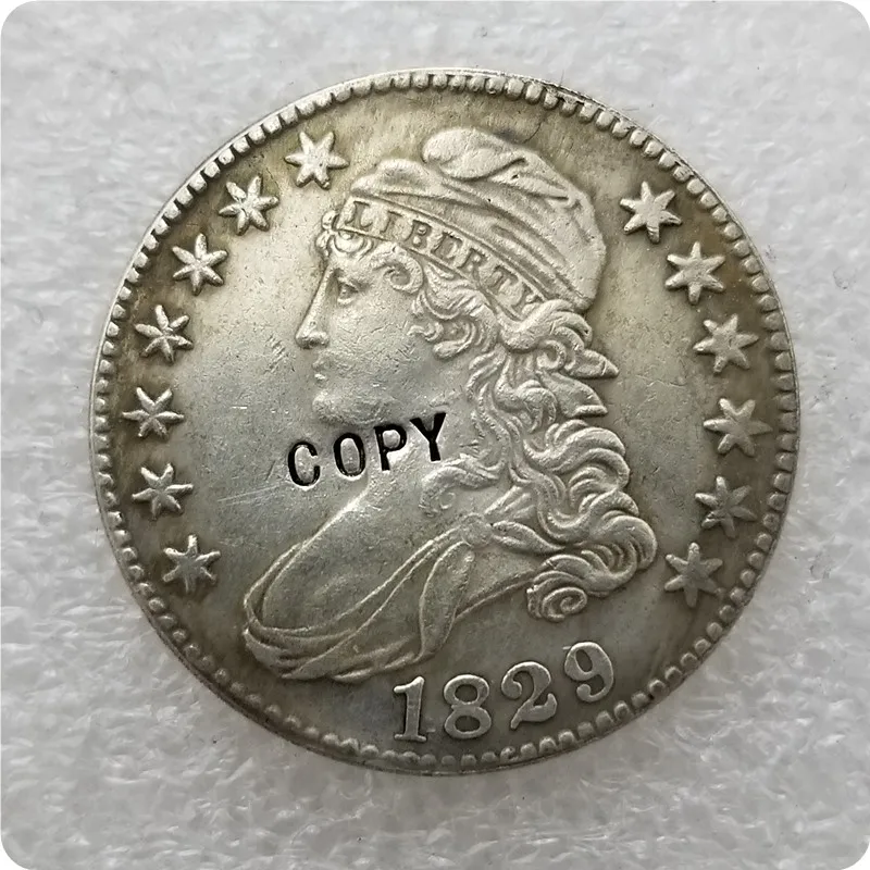 США 1807-1836 покрытый монета пол доллара 50 центов 1/2 копия доллара монеты-копии монет медаль коллекционные монеты значок - Цвет: 1829