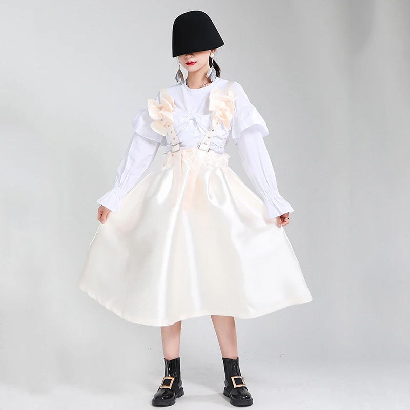 [EAM] Women Black Bow Split Joint Buckle Temperament Dress New Sleeveless Loose Fit Fashion Tide Spring Autumn 2020 1Z663