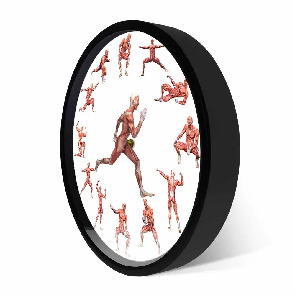 Human Body Art Anatomical Running Man Minimalist Wall Clock Male Anatomy Musculature Clock Muscle In Action Watch Medical Décor 3