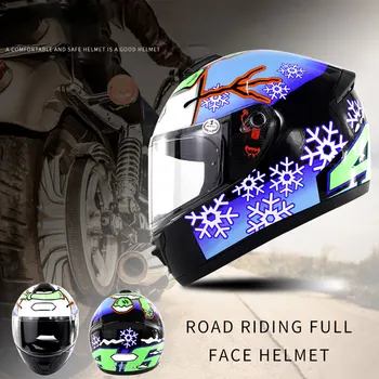 

1pcs Full Face Motorcycle Helmet Motocross Racing Man Woman Multi-Color Riding Sun Visor Helmet Safety Helmet For Women/Men