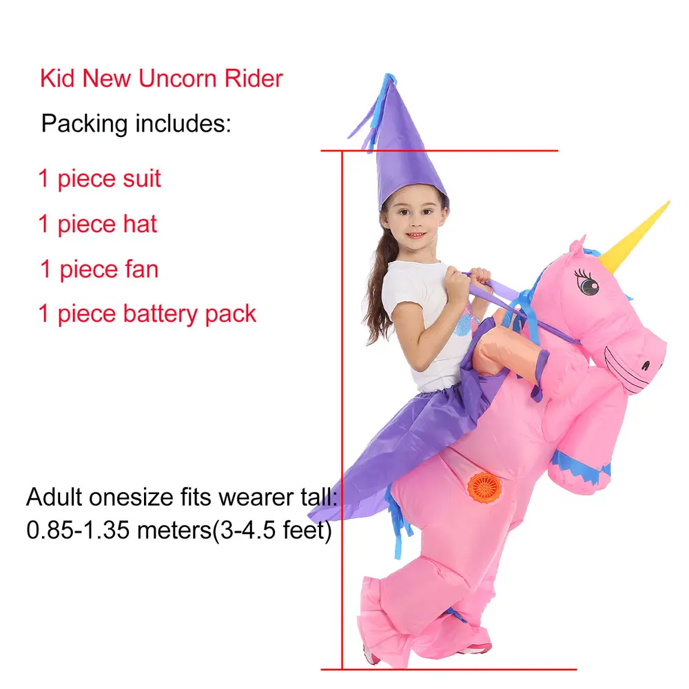 Kid New Rider Новинка, надувной костюм единорога для взрослых и детей, костюм пони на Хэллоуин, костюмы для женщин и мужчин, вечерние костюмы для костюмированной вечеринки, надувной костюм, комбинезон - Цвет: Kid New Rider