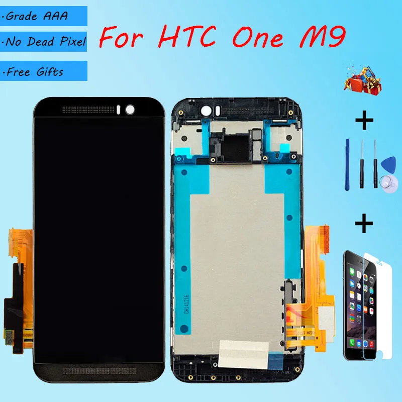 Для HTC One M9 ЖК экран в сборе с передним сенсорным стеклом чехол M9E M9W M9U дисплей