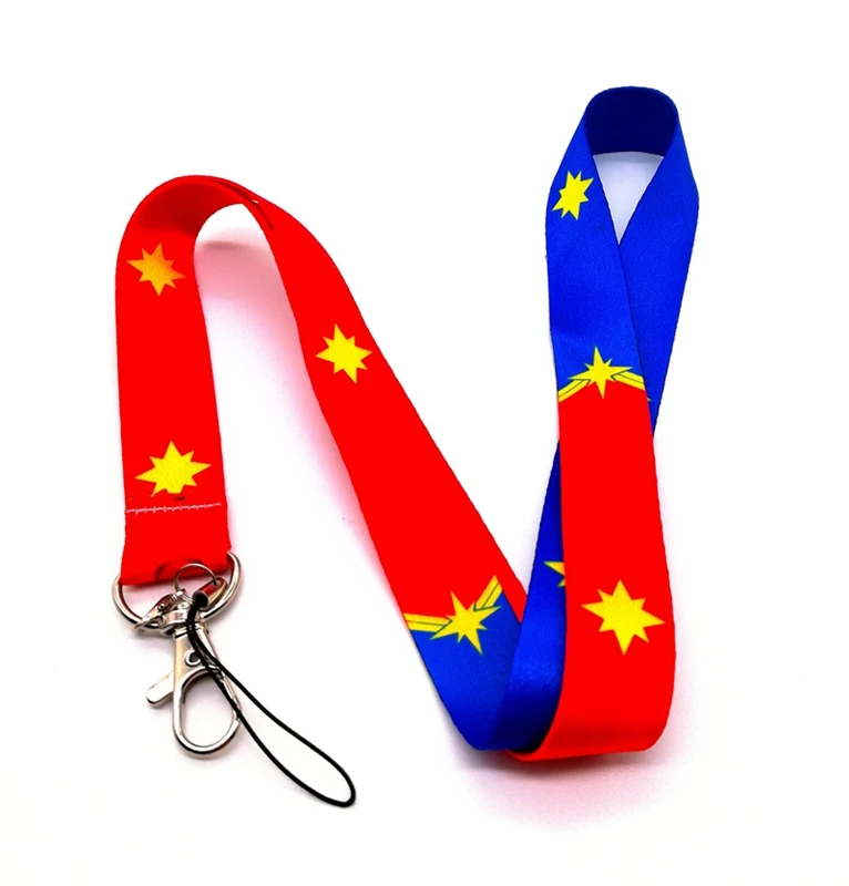 

10 pcs cartoon Captain Marvel lanyard Neck Strap Lanyards Card Holders Bank Neck Strap Card Bus ID Holders Rope Key Chains
