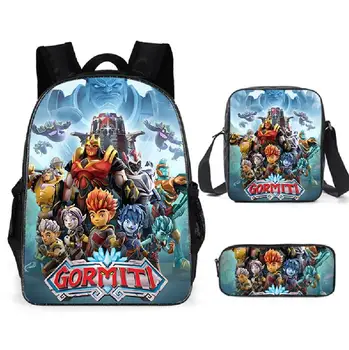 

Cartoon Anime Gormiti School Bag Junior Student 3pcs/ Set Backpack New Games Children Bookbag Kid Daily Rucksack