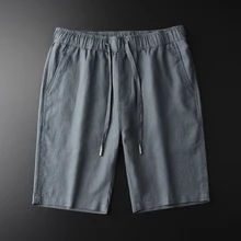 Minglu льняные мужские шорты Роскошные однотонные с эластичной талией повседневные мужские шорты размера плюс 3XL 4XL летние облегающие мужские шорты