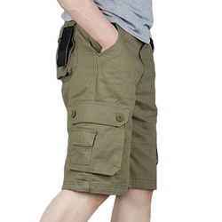 Cargo Shorts Men's Summer Casual Cotton Loose Overalls Baggy Multi-Pocket Army Military Trousers Plus Size 46 Tactical Shorts