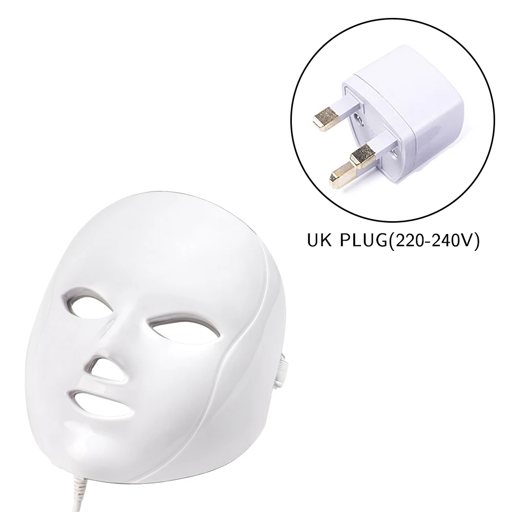 UK plug Deciniee beauty Фотон светодиодный маска для лица терапия 7 цветов светильник для ухода за кожей омоложение морщин удаление акне уход за лицом Красота спа - Цвет: UK plug
