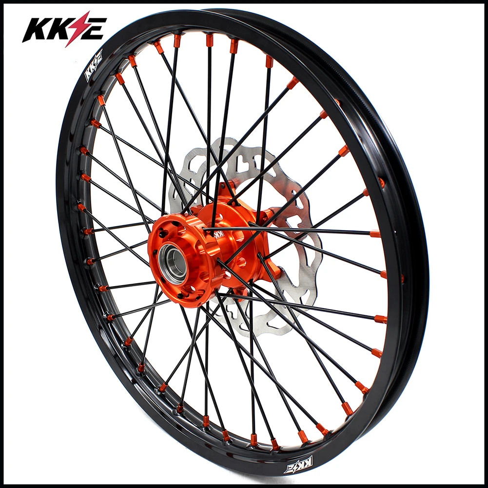 KKE 21 & 18 Enduro колеса в комплекте со спицами обод Набор для EXC E F XCW 125 530 2003 2021 оранжевый