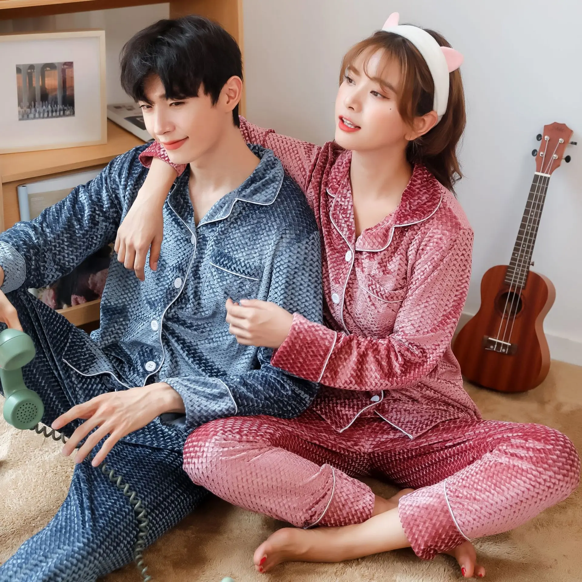 Couple's Pajamas Suit Sets 2021 Autumn Winter Pleuche Thicken Simple Warm Leisure Wear Men Women Pajama Suit Homewear Sleepwear muyogrt fleece women pyjamas sets autumn winter warm thick velvet sleepwear pajamas set homewear nightie two piece pajama suit