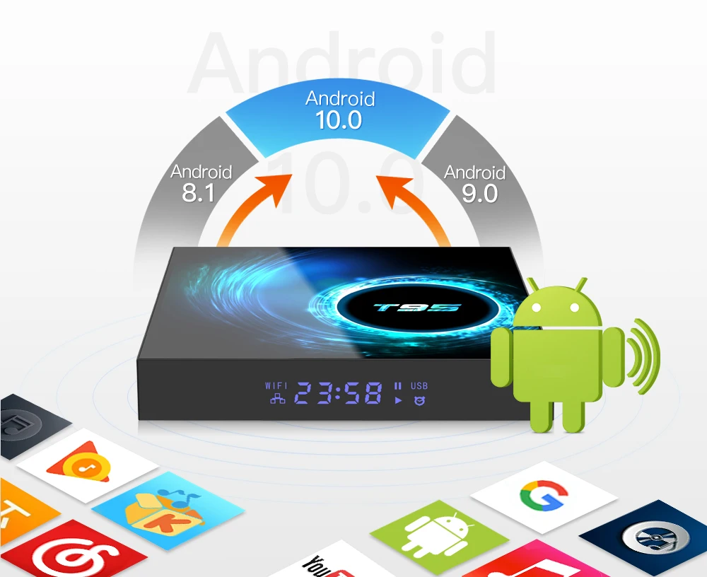  Latest Allwinner H616 T95 Android 10.0 Quad Core 4GB 64GB android tv box with time display Netflix 