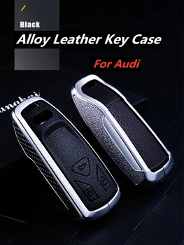 

Alloy Leather Car Key Cover Case for Audi Q5 Q7 A4 B9 TT TTS 8S 2019 Car Keyless Remote Protective Shell Styling
