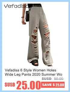 Vefadisa 6 Style Women Holes Wide Leg Pants 2020 Summer Women High Waist Straight Pants Female Plus Size Slim Pants ZQY242B