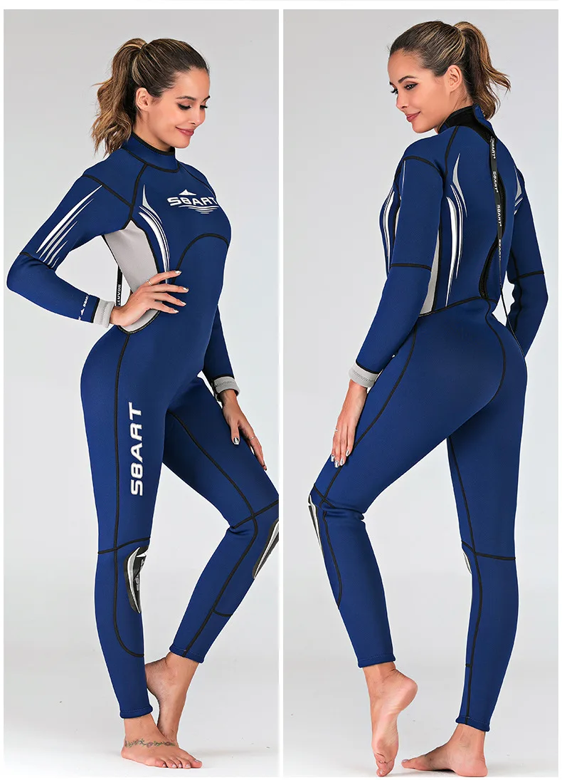 3MM Neoprene Wetsuit for Men and Women One-piece Thickened Warm Back Zipper Snorkeling Deep Diving Winter Swimsuit with Swimsuit
