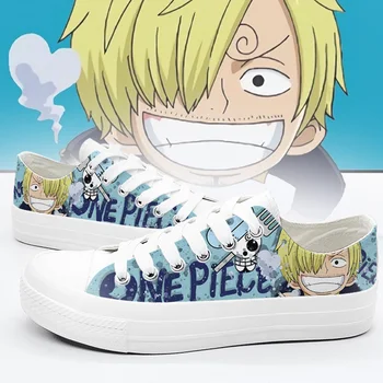 

Unisex Anime ONE PIECE Vinsmoke Sanji Casual Low Flat Canvas Shoes Preppy Student plimsolls duck shoes Sneakers