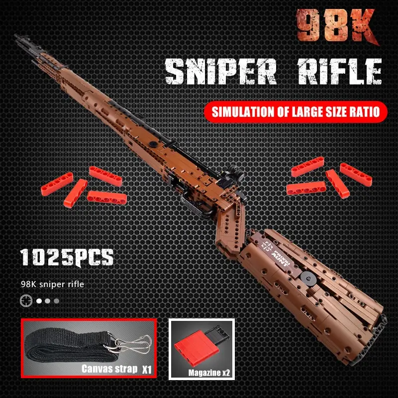 

14002 1025PCS In stock MOULD KING 98K Sniper Rifle Gun Model Assembly Weapon sets Building Blocks Bricks Education Toys gift