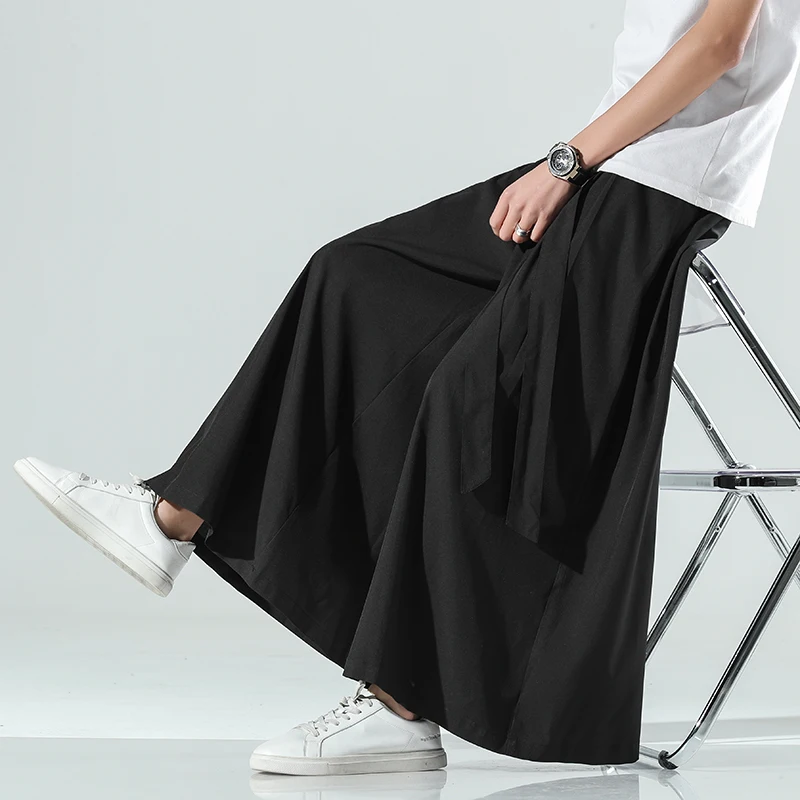 Men's Casual Solid Color Baggy Trousers Men Chinese Style Harem Pants Male Elastic Waist Hip Hop Streewear Pants