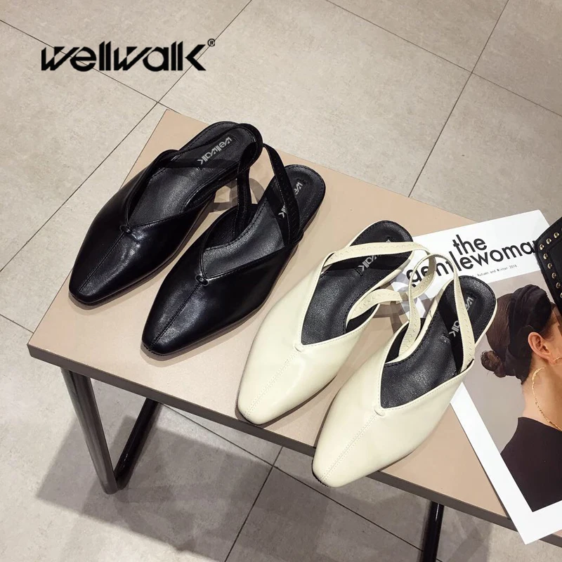 Wellwalk/сандалии на плоской подошве женские шлепанцы обувь каблуке с ремешком сзади