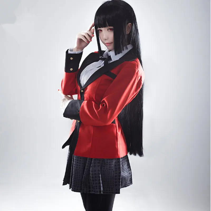 Аниме игры Kakegurui Yumeko Jabami Косплей костюмы японская школьная форма для девочек Полный комплект куртка+ рубашка+ юбка+ чулки+ галстук+ парик