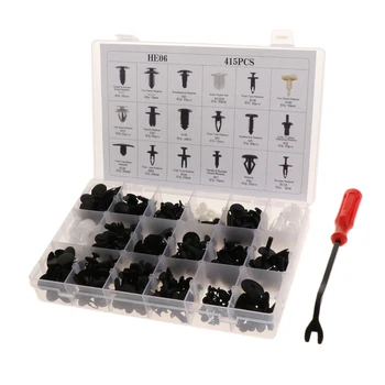 

415Pcs Push Type Retainer Clips Universal for Ford with Plastic Storage Case + 1pcs Remover Tools