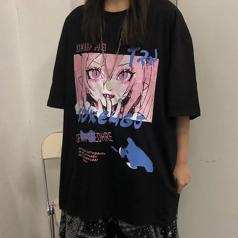 H7aa12fd9c381437d870f0123d23cfab3Q - Anime Oversized Short-Sleeve Streetwear T-Shirt