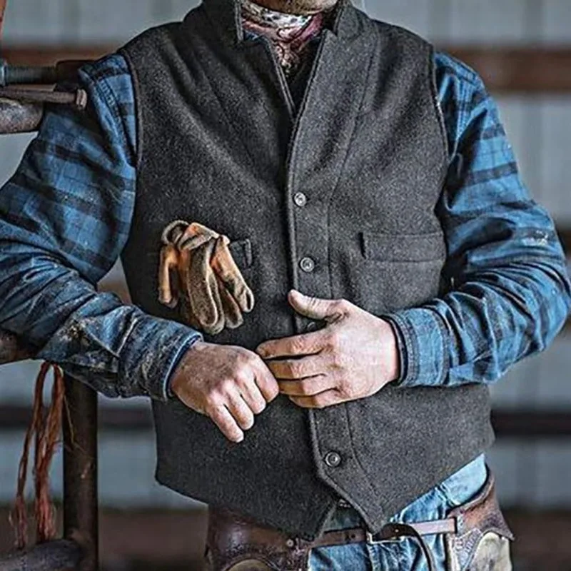 

2020 Men's Suit Vest Autumn Business Suit Waistcoat Men Sleeveless Vintage Tweed Vest Fashion Wedding Party Fashion Vest for Man