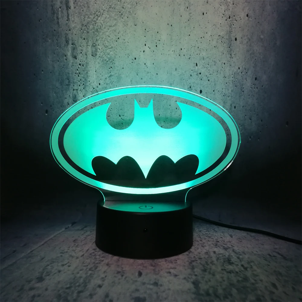 3D USB светодиодный светильник с изображением символа Бэтмена красочное украшение