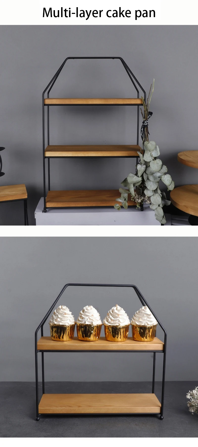 Tanio Geometryczne oryginalne drewniane żelazne ślubne dekoracje urodzinowe ciasto stojak płyta główna sklep