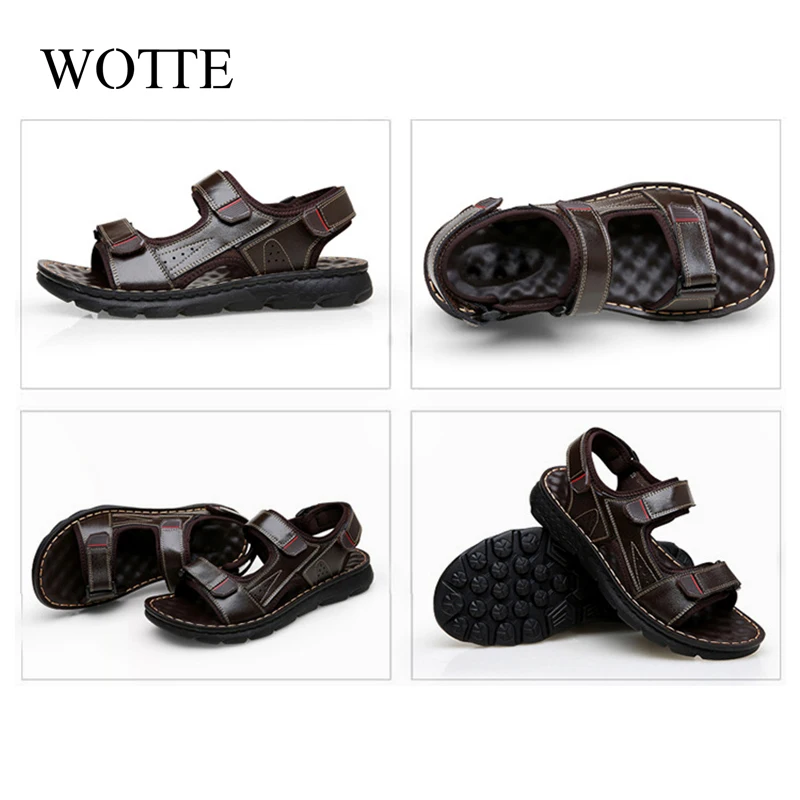 New Summer Men Sandals Leather Shoes Men's Quality Breathable Footwear Flat Man Shoes Outdoor Beach Shoes Mules chaussure homme